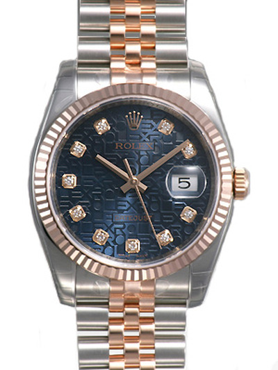 Rolex Oyster Perpetual Datejust 36 Blue Dial Stainless Steel and 18K Everose Gold Mens Watch, Ref. 116231BLJDJ (blue, arb5636)