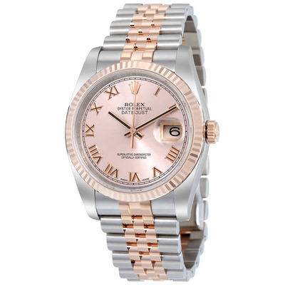 Rolex Oyster Perpetual Datejust 36 Rose Dial Stainless Steel and 18K Everose Gold Jubilee Bracelet Automatic Mens Watch Model: 116231prj (blue, arb5645)