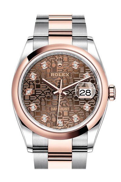 Rolex Datejust 36 Chocolate Jubilee Dial Mens Steel and 18k Everose Gold Oyster Watch, Ref. 126201CHJDO (brown, arb6560)