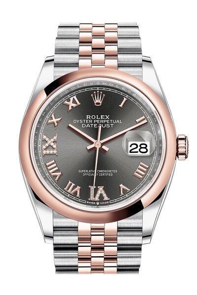 Rolex Datejust 36 Dark Rhodium Dial Mens Steel and 18k Everose Gold Jubilee Watch Reference: 126201DRRDJ (arb6561)
