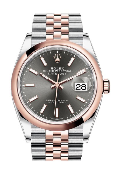 Rolex Datejust 36 Dark Rhodium Dial Mens Steel and 18k Everose Gold Jubilee Watch Reference: 126201DRSJ (arb6563)
