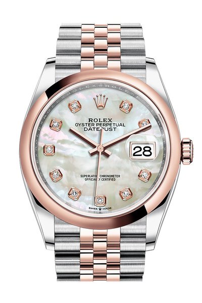 Rolex Datejust 36 Mother of Pearl Diamond Dial Mens Steel and 18k Everose Gold Jubilee Watch 126201MDJ (arb6565)