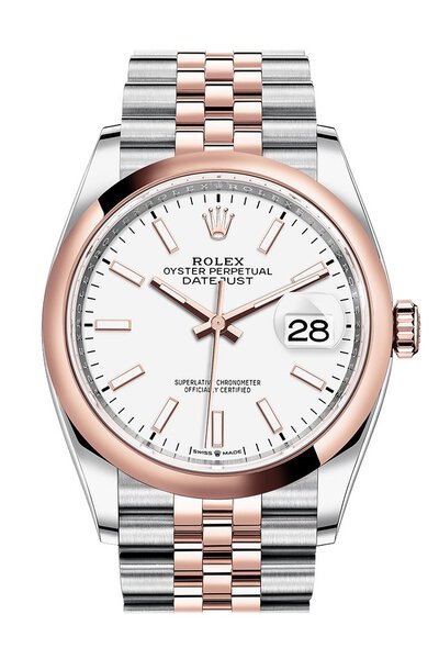 Rolex Datejust 36, Stainless Steel & Everose Gold Case, Jubilee Bracelet, White Dial with Analog Display 126201WSJ (arb6572)
