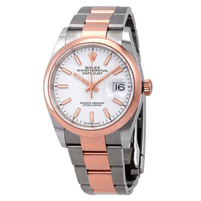 Rolex Datejust 36 Automatic White Dial Steel & 18k Everose Gold Mens Watch 126201W 126201WSO (arb6573)