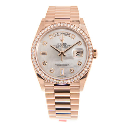 Rolex Day-Date 36 Diamond Automatic Watch in Rose Gold-tone with Mother of Pearl Dial and 18kt Rosé Bracelet - Model Ref. No. MD-PDP 128345MDP (arb5767)