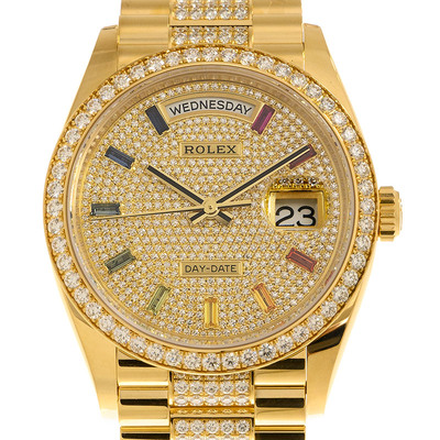 Rolex Day-Date 36 Diamond Pave Yellow Gold 18kt President Watch Ref. 128348DSDP M128348RBR-0031 (arb5776)