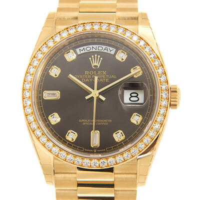 Rolex Day-Date 36 President Watch 128348GYDP Dark Grey Dial Yellow Gold (arb5781)