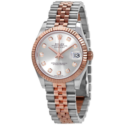 Rolex Datejust 31 Silver Diamond Dial Automatic Ladies Steel and 18kt Everose Gold Jubilee Watch 278271SDJ (arb6679)