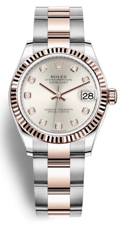 Rolex Datejust 31 Silver Diamond Dial Automatic Ladies Steel and 18kt Everose Gold Oyster Watch Ref.278271SDO (beige, arb6680)