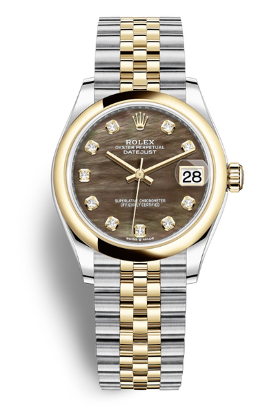 Rolex Datejust Black Mother of Pearl Diamond Dial Ladies Steel Yellow Gold Jubilee Watch 278243bkmdj (black, arb7789)
