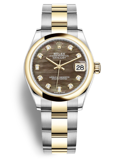Rolex Datejust 278243BKMDO - Ladies Oyster Watch, Black Mother of Pearl Dial with Diamonds (black, arb7790)