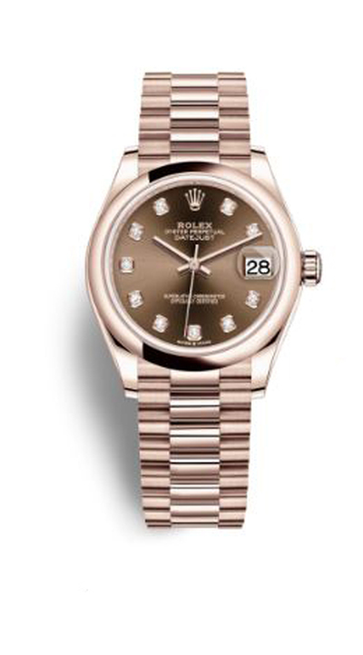 Rolex Datejust 31 'Chocolate Diamond Dial' Ladies 18 ct Everose Gold President Watch 278245CHDP (brown, arb5887)