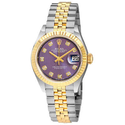 Lavender Diamond Dial Steel and 18K Yellow Gold Rolex Datejust 279173LVDJ 279173/63343 G (arb7072)