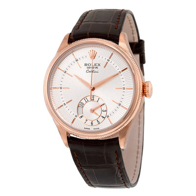 Rolex Cellini Dual Time Silver Dial Mens Watch 50525ssbrl (brown, arb6758)