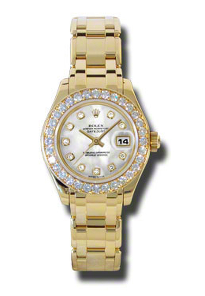 Rolex Pearlmaster Yellow Gold Diamond Set Bezel Ladies Watch Model 80298MDPM 80298MDDP (arb5976)
