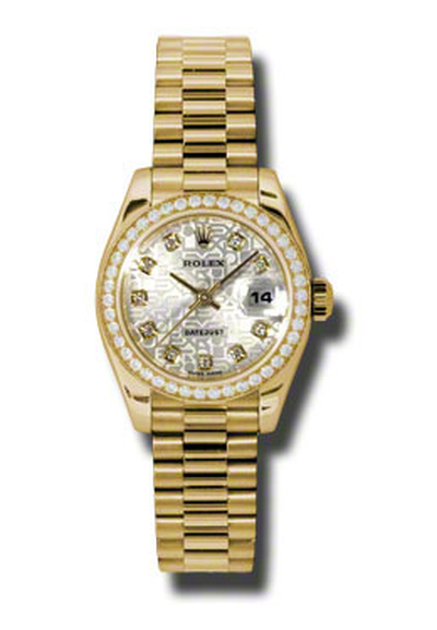 Rolex Lady-Datejust 26 Silver Dial with Yellow Gold President Bracelet Automatic Ladies Watch 179138SJDP (arb5815)