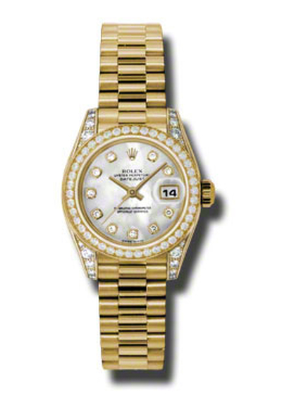 Rolex Lady-Datejust 26 Mother Of Pearl Dial 18K Yellow Gold Diamond Watch Ref: 179158MDP (arb5822)
