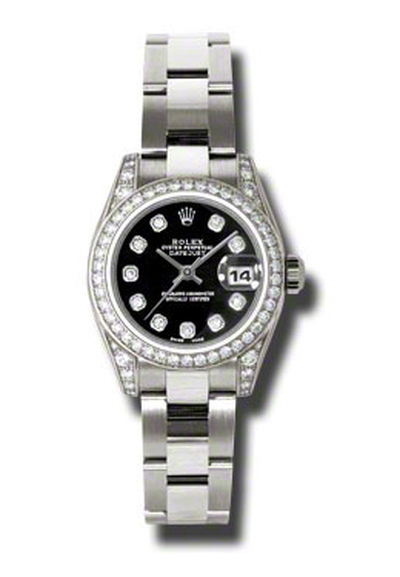 Rolex Lady Datejust 179159bkdo - Black Dial Automatic Watch in 18K White Gold (black, arb5827)