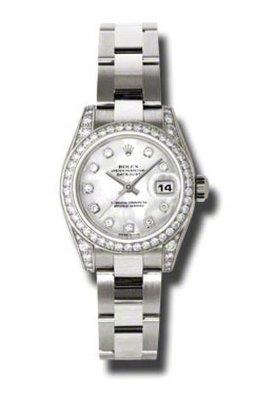 Rolex Lady Datejust 26 Mother of Pearl Dial 18K White Gold Diamond-set Lugs Automatic Watch Ref. 179159MDO (arb7563)