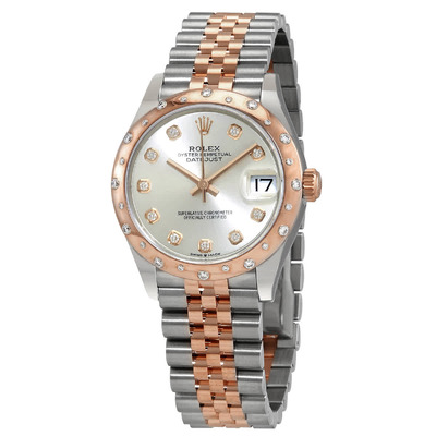 Rolex Datejust 31 Silver Diamond Dial Ladies Steel and 18kt Everose Gold Jubilee Watch Model 278341SDJ (arb7297)