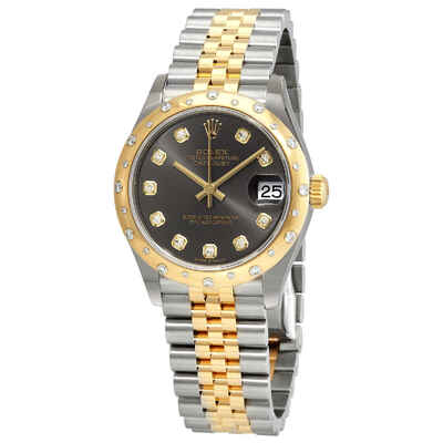 Rolex Datejust 31 Dark Grey Diamond Dial Automatic Ladies Steel and Yellow Gold Jubilee Watch 278343DGYDJ (arb7303)