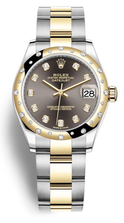 Rolex Datejust 31 Dark Grey Diamond Dial Automatic Ladies Steel and Yellow Gold Ref.278343DGYDO (arb7304)