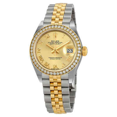 Rolex Lady Datejust Automatic Watch 279383CRJ Champagne Dial Roman M279383RBR-0009 (beige, arb7843)