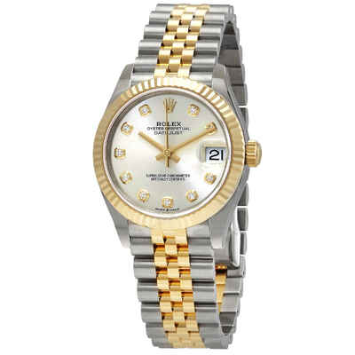 Rolex Datejust 31 Silver Diamond Dial Automatic Ladies Steel and Yellow Gold Jubilee Watch 278273SDJ (arb6692)