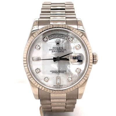 Pre-owned Rolex Day-Date 118239MDP, White Gold & Mother of Pearl Dial (arb5955)