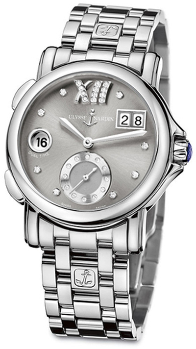 Ulysse Nardin 243-22-7-30-02 GMT Big Date Grey Dial Stainless Steel Automatic Ladies Watch 243-22-7/30-02 (arb6942)