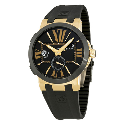 Pre-owned Ulysse Nardin Executive Dual Time GMT Black Dial Mens Watch Ref: 246-00-3/42 (black, arb7205)