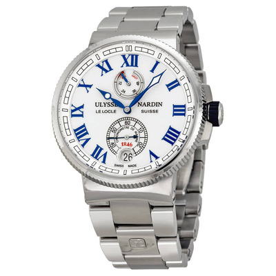 Ulysse Nardin Marine Chronometer White Dial Stainless Steel Mens Watch 1183-126-7M/40 (blue, arb8032)