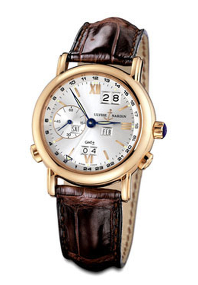 Ulysse Nardin GMT Perpetual Automatic Mens Watch - Item Code 326-22-31 (Rose Gold Case, Brown Leather Strap) (blue, arb7963)
