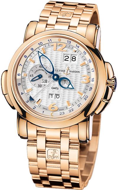 Ulysse Nardin GMT Perpetual Silver Dial 18kt Rose Gold Mens Watch Ref. 326-60-8/60 (blue, arb7968)