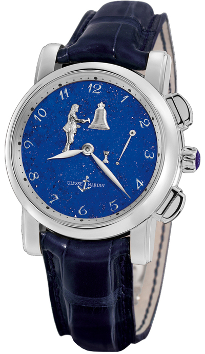 Ulysse Nardin Hourstriker Blue Dial Platinum Blue Leather Mens Watch 610 (Ref: 6109-103-E3) 6109-103/e3 (blue, arb7977)