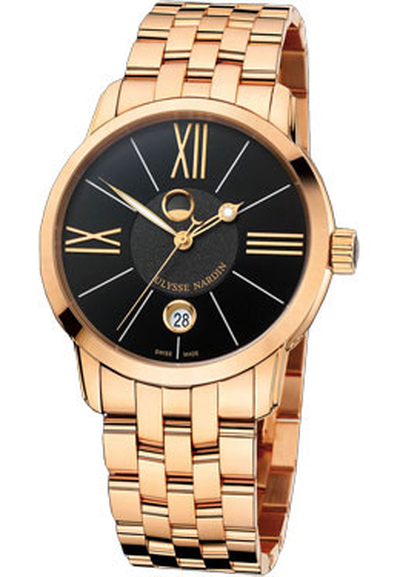 Ulysse Nardin Classico Luna Mens Automatic Watch 8296-122-8-42 Black Dial Rose Gold (black, arb8087)