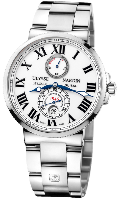 Ulysse Nardin Maxi Marine Chronometer White Dial Stainless Steel Automatic Mens Watch 263-67-7/40 (arb6957)
