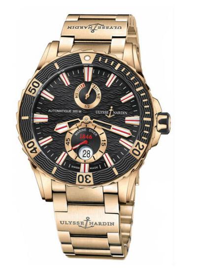 Ulysse Nardin Maxi Marine Diver Black Dial 18K Rose Gold Mens Watch Model: 266-10-8M/92 (black, arb6961)
