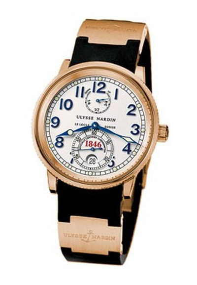 Ulysse Nardin Automatic Mens Watch Calibre UN-26 White Dial Rose Gold Case Black Rubber Strap 266-77-3 (black, arb6964)