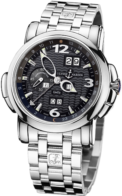 Ulysse Nardin GMT Perpetual Black Dial 18kt White Gold Mens Watch 320-60-8-62 320-60-8/62 (black, arb6975)
