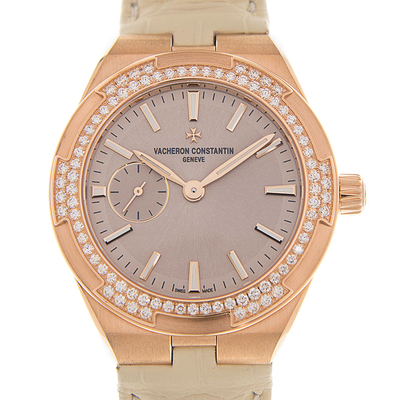 Vacheron Constantin Overseas Small Ladies Light Pink 18 Carat Rose Gold Watch - Article: 2305V/000R-B077 (blue, arb8102)