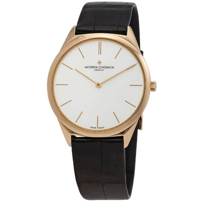 Vacheron Constantin Historiques Ultra Fine 1955 Silver Dial Black Leather Mens Watch Caliber 1003, Article: 33155/000R-9588 (black, arb8114)