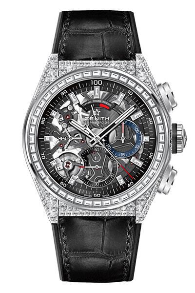 Zenith Defy El Primero 21 Chronograph Automatic Diamond Black Skeletal Dial Titanium Mens Watch 32.9000.9004/78.R582 (black, arb8227)