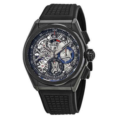 Zenith Defy El Primero 21 Skeleton Dial Automatic Mens Rubber Watch - Ref: 49.9000.9004/78.R782 (black, arb8233)