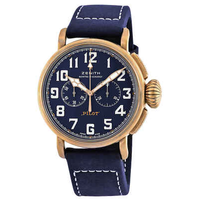 Pilot Type 20 Chronograph Automatic Mens Watch in Bronze, Blue Dial | Ref: 29.2430.4069/57.C808 Zenith (blue, arb8222)
