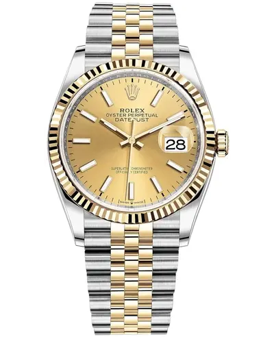 Rolex Datejust 36 Women's Steel & Yellow Gold Champagne Dial Watch Model M126233-0015 (arb12046)