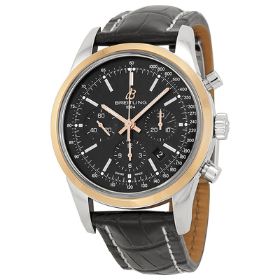 Pre-owned Breitling Transocean Chronograph Automatic Mens Watch, Black Dial, Model: UB015212-BC74 UB015212/BC74 (black, arb7120)