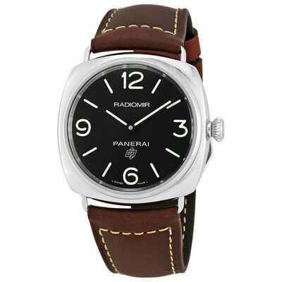 Panerai Radiomir PAM00753 Mens Watch: Analog, Brown Leather Strap, Steel Case (black, arb4881)