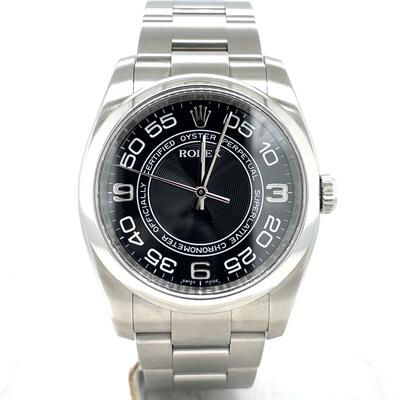 Pre-owned Rolex Oyster Perpetual Mens Automatic Black Dial Watch 116000BKCOAO (black, arb5958)