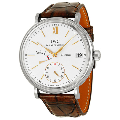 Pre-owned IWC Portofino Hand Wound Eight Days Silver Dial Mens Watch IW510103 (brown, arb23783)